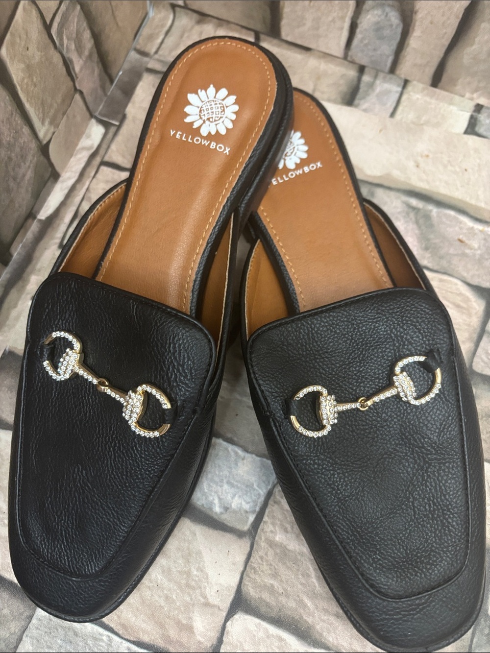 Yellow Box Jolene black loafer mules - Picture 4 of 11